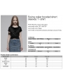 Black Gothic Swing Collar Hooded Short Sleeves T-Shirt for Women