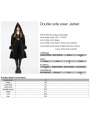 Black Gothic Winter Warm Hooded Jacket with Detachable Belt for Women