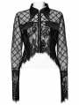 Black Gothic Stand Collar Flared Sleeves Lace Cardigan for Women