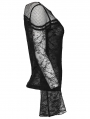 Black Gothic Lace Mesh Slim Fitted T-Shirt for Women