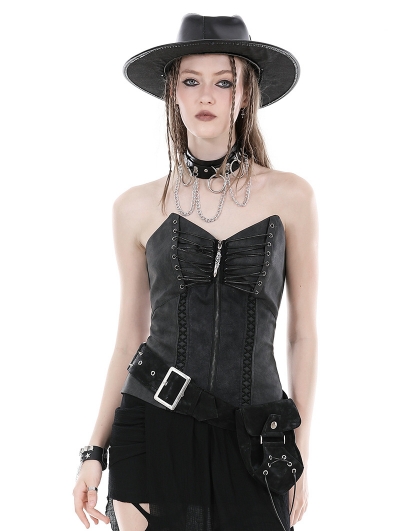 Black Gothic Punk Rock Decorative Buckle Belt for Women