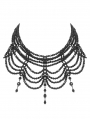 Black Gothic Princess Layered Beads Tassel Necklace
