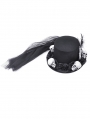 Black Gothic Skull Magic Hat with Back Veil