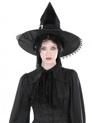 Black Gothic Witch Peaked Halloween Costume Hat