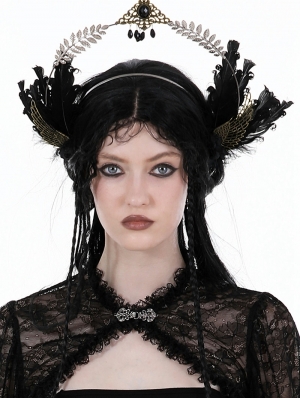 Black Gothic Gorgeous Halo Feather Crown Headwear