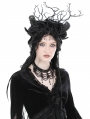 Black Gothic Rose Twig Sheep Horn Headdress