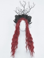 Black Gothic Rose Twig Sheep Horn Headdress