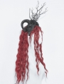 Black Gothic Rose Twig Sheep Horn Headdress