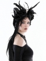 Black Gothic Rose Feather Halloween Sheep Horn Headdress