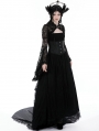 Black Vintage Gothic Victorian Long Trumpet Sleeves Lace Cape for Women