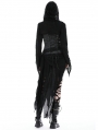 Black Gothic Punk Devil Shredded Hooded Cape for Women