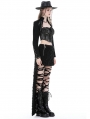 Black Gothic Daily Wear Metal Studded Cape Jacket for Women