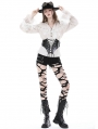 Black Gothic Punk Locomotive Shiny PU Waistband for Women