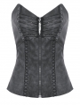 Black Gothic Punk Dye Overbust Zipper Corset for Women