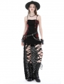 Black and Red Gothic Rebel Girl Dye Frill Corset Top for Women