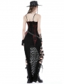 Black and Red Gothic Rebel Girl Dye Frill Corset Top for Women