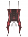 Black and Red Gothic Rebel Girl Dye Frill Corset Top for Women