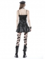 Black Gothic Punk Locomotive Rebel PU Zipper Short Dress