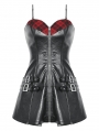 Black Gothic Punk Locomotive Rebel PU Zipper Short Dress