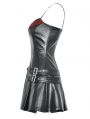 Black Gothic Punk Locomotive Rebel PU Zipper Short Dress