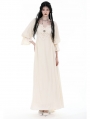 Ivory Vintage Gothic Steampunk Princess Long Puff Sleeve Floor Length Dress