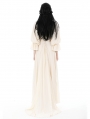 Ivory Vintage Gothic Steampunk Princess Long Puff Sleeve Floor Length Dress