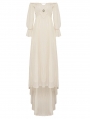 Ivory Vintage Gothic Steampunk Princess Long Puff Sleeve Floor Length Dress