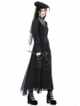 Black Vintage Gothic Long Sleeve Lace Appliqued Maxi Dress