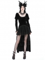 Black Gothic Velvet Ruffle Lace Hem High Low Party Dress