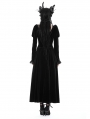 Black Gothic Velvet Ruffle Lace Hem High Low Party Dress
