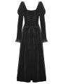 Black Gothic Velvet Ruffle Lace Hem High Low Party Dress