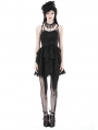 Black Gothic Lace Frilly Strap Short Irregular Party Dress