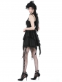 Black Gothic Lace Frilly Strap Short Irregular Party Dress