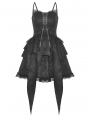 Black Gothic Lace Frilly Strap Short Irregular Party Dress