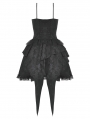 Black Gothic Lace Frilly Strap Short Irregular Party Dress