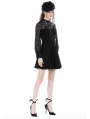 Black Gothic Floral Pattern Lace Long Sleeve Short Casual Dress