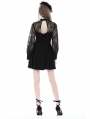 Black Gothic Floral Pattern Lace Long Sleeve Short Casual Dress