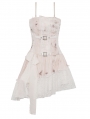 Pink and White Gothic Dye Asymmetric Sexy Party Dress