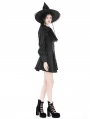 Black Gothic Lace Bow Tie Long Sleeve Short Casual Dress