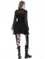 Black Gothic Elegant Fake Two Pieces Mesh Bell Sleeves Dress