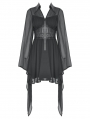 Black Gothic Elegant Fake Two Pieces Mesh Bell Sleeves Dress