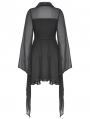 Black Gothic Elegant Fake Two Pieces Mesh Bell Sleeves Dress