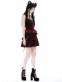Blood Red and Black Velvet Lost Girl Gothic Frilly Short Dress