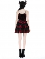 Blood Red and Black Velvet Lost Girl Gothic Frilly Short Dress