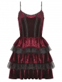 Blood Red and Black Velvet Lost Girl Gothic Frilly Short Dress