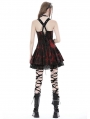 Black and Red Gothic Punk Rock Dye Cross Back Halter Short Dress