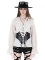 White Retro Gothic Steampunk Long Sleeve Loose Blouse for Women