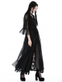 Black Gothic Sexy Mesh Lace Spliced Long Outerwear for Women