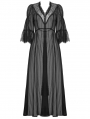 Black Gothic Sexy Mesh Lace Spliced Long Outerwear for Women