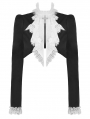 Black and White Gothic Ruffle Bowtie Short Jacket for Women